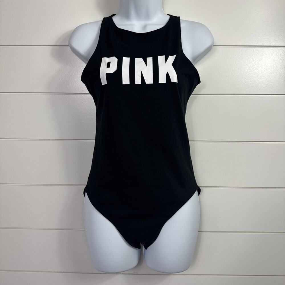 VS PINK Victoria's Secret Bodysuit Tank Top Sleeveless Black sz S